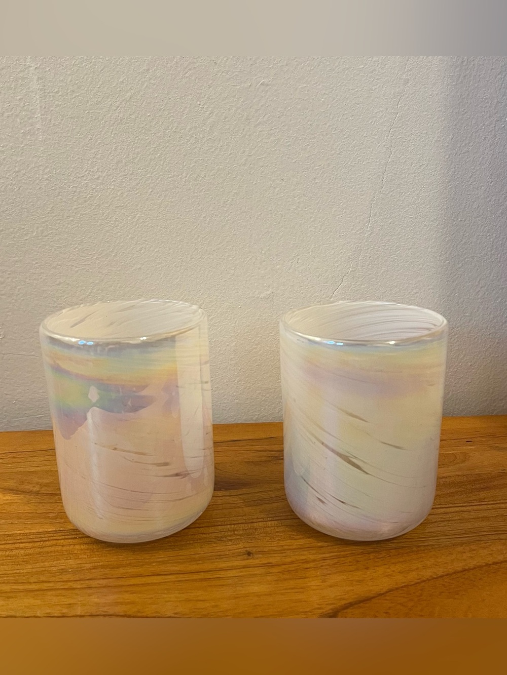 Set of Two Iridescent Swirl Glasses